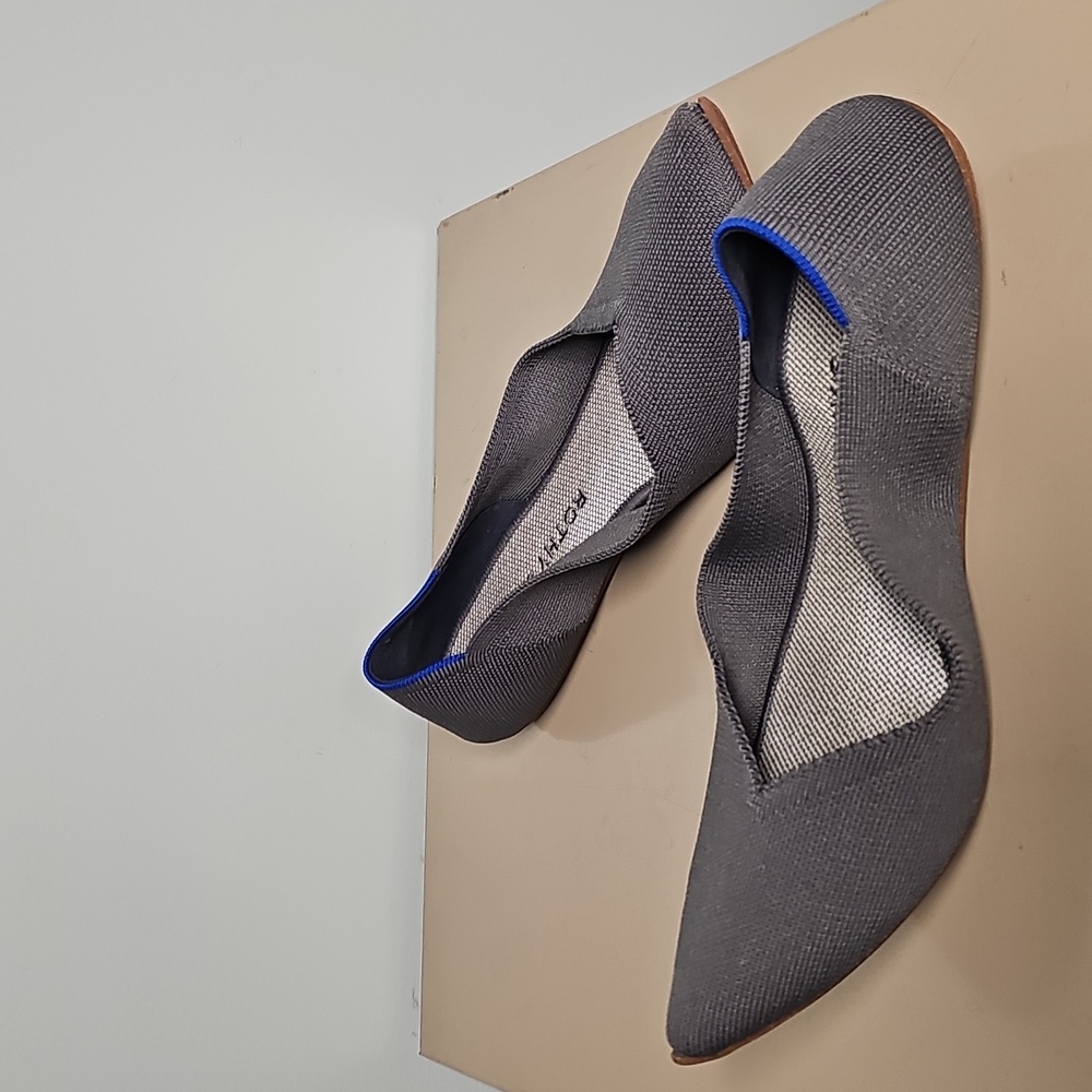 Rothy's Gray Flats with Blue Trim women’s 12 point toes